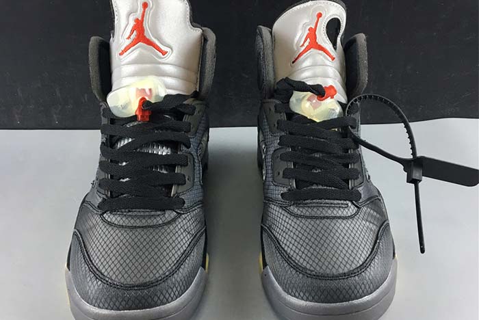 Off-White  AIR JORDAN 5 SP BLACK MUSLIN FIRE RED CT8480-001
